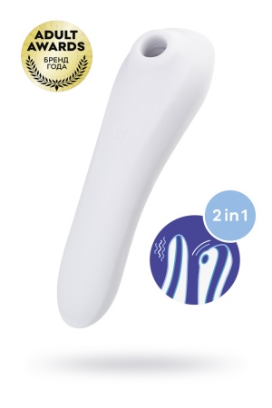 Satisfyer Dual Pleasure Двусторонний Вакуумно-волновой стимулятор , 17,9см (Белый)