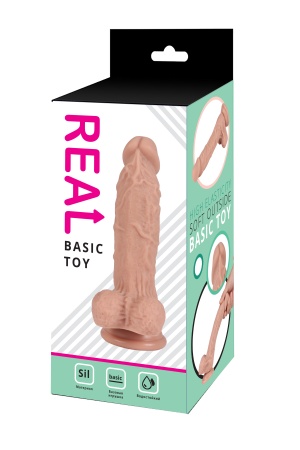 Реалистичный фаллоимитатор REAL с мошонкой на присоске, silicone, 19 х 4см. RS10047-M