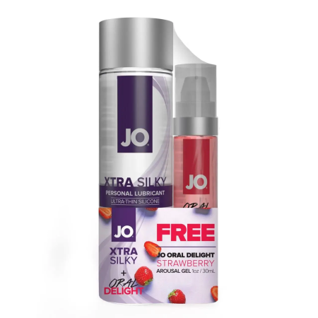 JO XTRA SILKY 120ml + FREE ORAL DELIGHT STRAWBERRY 30ml / Набор лубрикантов