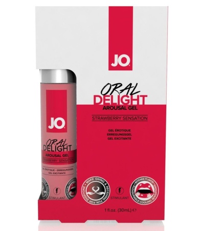 Jo Oral Delight Strawberry Sensation / Стимулирующий гель для оральных ласк с десенсибилизацией  - 30 мл