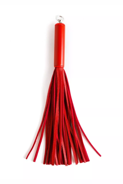 Брелок-плеть из красной кожи с красной ручкой - 21 см.   PL-11-r