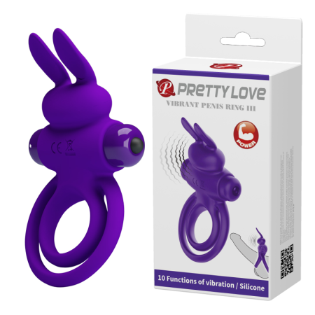 Pretty Love Vibrant Penis Ring III Эрекционное виброкольцо с двойным подхватом (Фиолетовый)