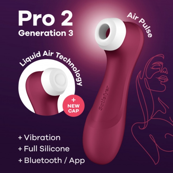 Satisfyer Pro 2 Generation 3 with Bluetooth Liquid Air Technology, CONNECT APP Вакуумно-волновой массажер
