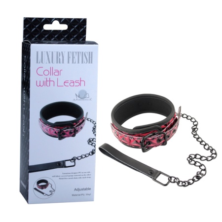 Ошейник с поводком Luxury Fetish с поводком COLLAR WITH LEASH цвет чёрный EK-3103